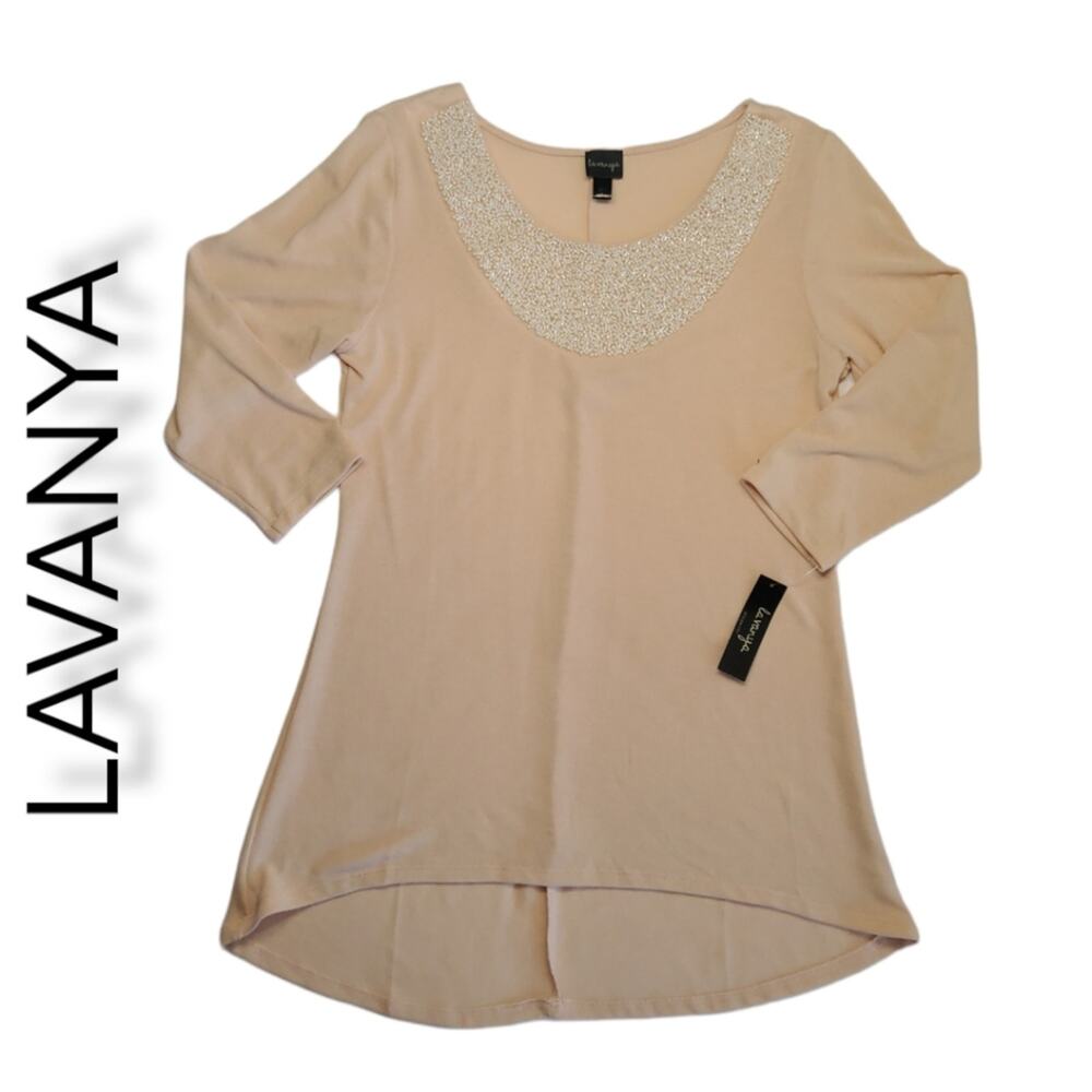 NWT. LA VANYA BEADED WOMEN'S SWEATER SIZE L